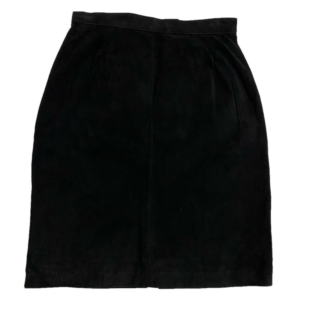 PELLE  CUIR 100% VINTAGE GENUINE LEATHER PENCIL WHIMSIGOTH BLACK MINI SKIRT S-12